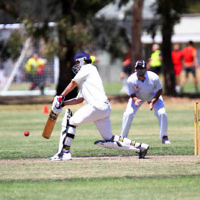26-1-14. Maccabi Cricket First XI v Sth Yarra. Gary Smorgon Oval. Brad Majtlis. Photo: Peter Haskin 26-1-14. Maccabi Cricket First XI v Sth Yarra. Gary Smorgon Oval. Brad Majtlis. Photo: Peter Haskin