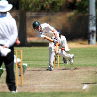 26-1-14. Maccabi Cricket First XI v Sth Yarra. Gary Smorgon Oval. Aaron Fetter. Photo: Peter Haskin 26-1-14. Maccabi Cricket First XI v Sth Yarra. Gary Smorgon Oval. Aaron Fetter. Photo: Peter Haskin