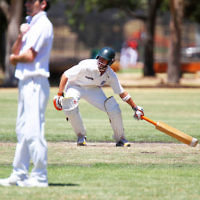 26-1-14. Maccabi Cricket First XI v Sth Yarra. Gary Smorgon Oval. Aaron Fetter. Photo: Peter Haskin 26-1-14. Maccabi Cricket First XI v Sth Yarra. Gary Smorgon Oval. Aaron Fetter. Photo: Peter Haskin