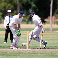 26-1-14. Maccabi Cricket First XI v Sth Yarra. Gary Smorgon Oval. Aaron Fetter. Photo: Peter Haskin 26-1-14. Maccabi Cricket First XI v Sth Yarra. Gary Smorgon Oval. Aaron Fetter. Photo: Peter Haskin
