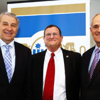 24-11-13. ECAJ Annual Conference. Beth Weizmann. From left: Danny Lamm, Israeli Ambassador Shmuel Ben Shmuel, Peter Wertheim. Photo: Peter Haskin