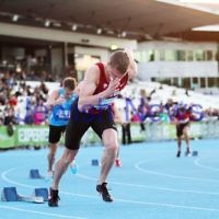 5-4-14. 2014 Australian Athletics Championships, Lakeside Stadium, Albert Park. Steve Solomon 400m final. Photo: Peter Haskin