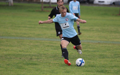 Goal scorer Bradley Blumenthal in full flight.	Photo: Mick Ashworth