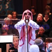 15-6-14. Temple Beth Israel. Sacred Music Concert - An Interfaith Celebration. Abdul Aziz, call to prayer. Photo: Peter Haskin 15-6-14. Temple Beth Israel. Sacred Music Concert - An Interfaith Celebration. Abdul Aziz, call to prayer. Photo: Peter Haskin