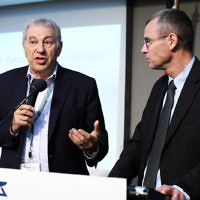 30-3-14. ZFA Biennial Conference 2014. Danny Lamm (left), Yariv Levin MK.  Photo: Peter Haskin