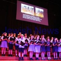 27-4-14. Yom ha Shoah memorial at Robert Blackwood hall, Monash University. The jewish Youth Choir singing the Song of the Partisans. Photo: Peter Haskin