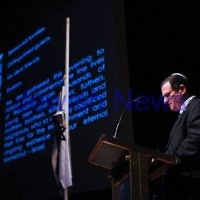 4-5-14. Yom Ha Zikaron 2014. Robert Blackwood Hall, Monash University. Israeli Ambassador, Shmuel Ben Shmuel. Photo: Peter Haskin