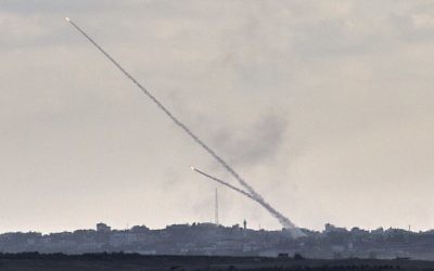 Rockets being fired from Gaza during the 2014 war. The current rocket barrage could lead to another conflict.