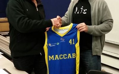 Maccabi’s Mark Garkawe (left) with new youth league coach, Al Westover.