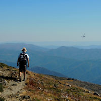 Dovi Broner enjoys the view while hiking in the Alpine National Park in Victoria. Dovi Broner enjoys the view while hiking in the Alpine National Park in Victoria.