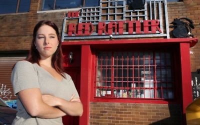 Shailee Mendelevich outside The Red Rattler Theatre in Marrickville. Photo: Noel Kessel.