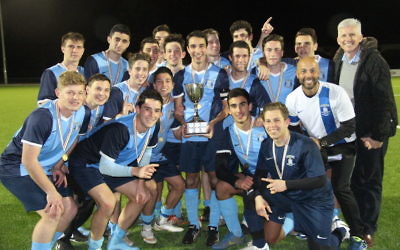 The Moriah boys celebrate with the CIS Cup. Photo: Yvette Sher