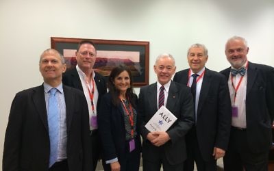 From left: Director of public affairs Ted Lapkin, Ron Weiser, Ginette Searle, Senator Bob Day, Danny Lamm, and Sam Tatarka