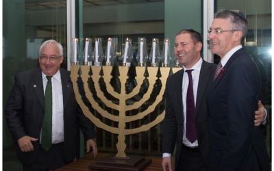 From left: Michael Danby, Josh Frydenberg and Mark Dreyfus.
Photo: Eldad Ohayon
