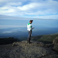 Dovi Broner entered this photo of him saying Shacharit during the ascent of Mt Kilimanjaro.