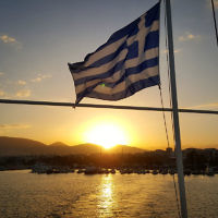 Lori Gross entered this sunset photo taken at Hydra, Greece. Lori Gross entered this sunset photo taken at Hydra, Greece.