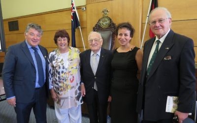 From left: Cr Serge Thomann, president of the Raoul Wallenberg Unit Jacqui Dinor-Corry, chairman of the Action Wallenberg Committee Phil Symons, Dr Avril Alba, and Professor Frank Vajda. Photo: Judi Schiff.