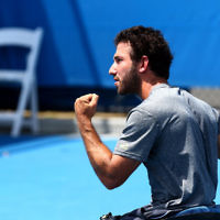 27-1-16. Australian Open 2016. Adam Kellerman v Gustavo Fernandez. Mens Wheel chair. Photo: Peter Haskin