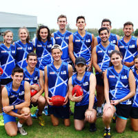 13-3-16. Members of both the male and female Unity Cup teams during training at Caulfield Park wearing their new jumpers that were designed by Year 12 student  Jayden Beville. Photo: Peter Haskin