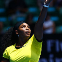 18-1-16. Australian Open 2016. Womens singles round 1. Serena Williams def Camila Giorgi 6-4 7-5. Photo: Peter Haskin