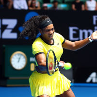 18-1-16. Australian Open 2016. Womens singles round 1. Serena Williams def Camila Giorgi 6-4 7-5. Photo: Peter Haskin