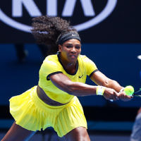 18-1-16. Australian Open 2016. Womens singles round 1. Serena Williams def Camila Giorgi 6-4 7-5. Photo: Peter Haskin