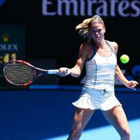 18-1-16. Australian Open 2016. Womens singles round 1. Serena Williams def Camila Giorgi 6-4 7-5. Photo: Peter Haskin