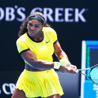 18-1-16. Australian Open 2016. Womens singles round 1. Serena Williams def Camila Giorgi 6-4 7-5. Photo: Peter Haskin