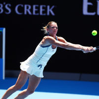 18-1-16. Australian Open 2016. Womens singles round 1. Serena Williams def Camila Giorgi 6-4 7-5. Photo: Peter Haskin