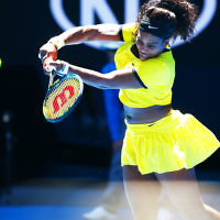 18-1-16. Australian Open 2016. Womens singles round 1. Serena Williams def Camila Giorgi 6-4 7-5. Photo: Peter Haskin
