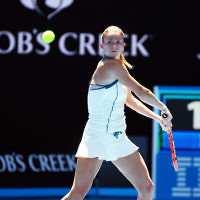 18-1-16. Australian Open 2016. Womens singles round 1. Serena Williams def Camila Giorgi 6-4 7-5. Photo: Peter Haskin