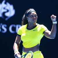 18-1-16. Australian Open 2016. Womens singles round 1. Serena Williams def Camila Giorgi 6-4 7-5. Photo: Peter Haskin