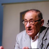 27-1-16. Holocaust Rememberance Day at Glen Eira Town Hall. Survivor testimony, Moshe Fiszman.  Photo: Peter Haskin