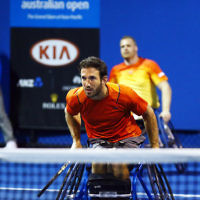28-1-16. Australian Open 2016. Adam Kellerman (AUS) and Maikel Scheffers (NED). Wheel chair doubles. Photo: Peter Haskin