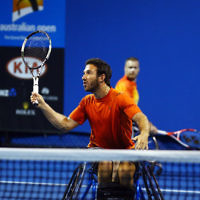 28-1-16. Australian Open 2016. Adam Kellerman (AUS) and Maikel Scheffers (NED). Wheel chair doubles. Photo: Peter Haskin