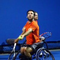 28-1-16. Australian Open 2016. Adam Kellerman (AUS) and Maikel Scheffers (NED). Wheel chair doubles. Photo: Peter Haskin