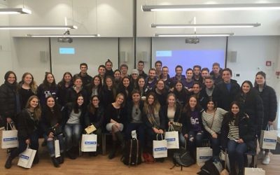 Australian students in Israel at a StandWithUs event.