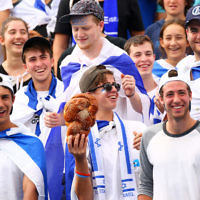 23-1-16. Australian Open 2016. Dudi Sela fans. Israeli flags. photo: peter haskin