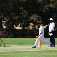6-3-16. Maccabi Cricket Third XI fielding. Semi final against Parkville at Flemington Rd Oval. Photo: Peter Haskin