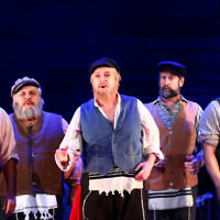 5-1-16. Fiddler On The Roof. Princess Theatre, Melbourne. Starring Anthony Warlow (Tevye), Sigrid Thornton (Golde), Lior(Motel), Mark Mitchell (Lazar Wolf), Nicki Wendt (Yente). Photo: Peter Haskin
