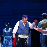 5-1-16. Fiddler On The Roof. Princess Theatre, Melbourne. Starring Anthony Warlow (Tevye), Sigrid Thornton (Golde), Lior(Motel), Mark Mitchell (Lazar Wolf), Nicki Wendt (Yente). Photo: Peter Haskin