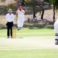 6-3-16. Maccabi Cricket Third XI fielding. Semi final against Parkville at Flemington Rd Oval. Photo: Peter Haskin