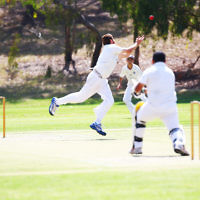 6-3-16. Maccabi Cricket Third XI fielding. Semi final against Parkville at Flemington Rd Oval. Photo: Peter Haskin