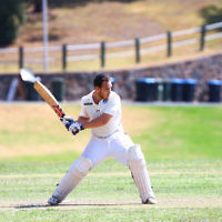 6-3-16. Maccabi Cricket Second XI batting during their semi final win over South Yarra at Como Park.  Photo: Peter Haskin