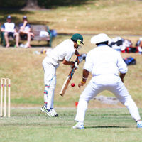 6-3-16. Maccabi Cricket Second XI batting during their semi final win over South Yarra at Como Park.  Photo: Peter Haskin