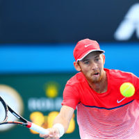 23-1-16. Australian Open 2016. Day 6. Mens Round 3. Andrey Kuznetsov (RUS) defeats Dudi Sela (ISR) 7-5 3-6 6-1 7-6(4). Dudi Sela.  Photo: Peter Haskin