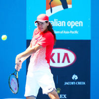 24-1-16. Australian Open 2016. Day 7. Junior boys singles round 1. Tao Mu (CHN) defeats Yshai Oliel (ISR)	4-6 6-3 7-5 . Photo: Peter Haskin