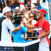 19-1-16. Australian Open 2016. Mens Round 1. Dudi Sela defeated Benjamin Becker from Germany 6-1 6-3 2-6 6-2.  Photo: Peter Haskin