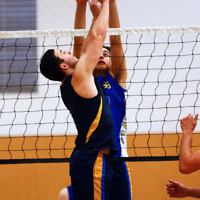 23-3-16. Bialik College Alumni v Year 12 volleyball match.  Photo: Peter Haskin