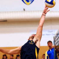 23-3-16. Bialik College Alumni v Year 12 volleyball match.  Photo: Peter Haskin
